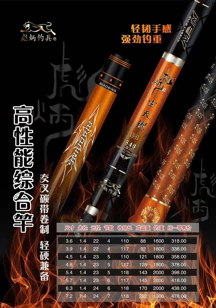 彪炳鱼竿钓具，玄天鲤黑坑视频黑坑竿标准大青鱼6h