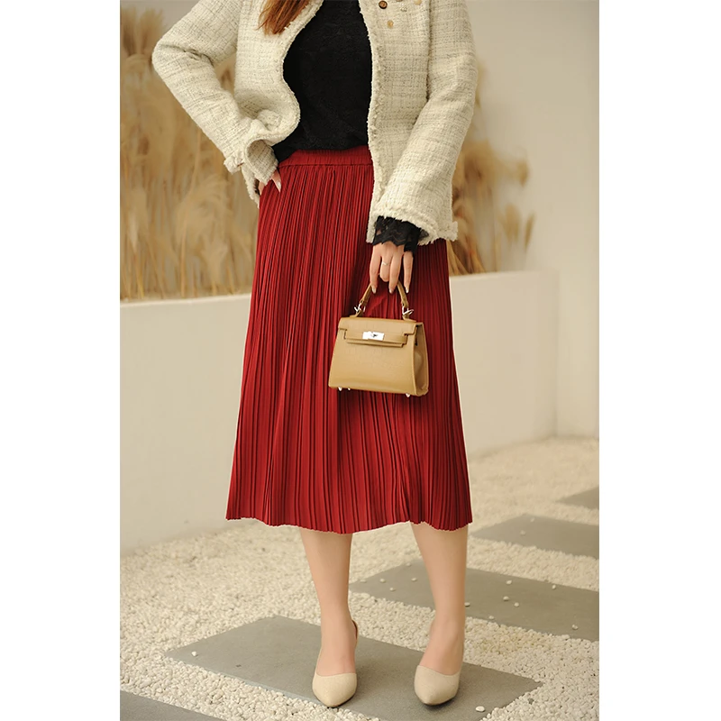 060酒窝桃子大码半身裙斜纹小众高级感垂感早秋轻熟风宽松遮肉显