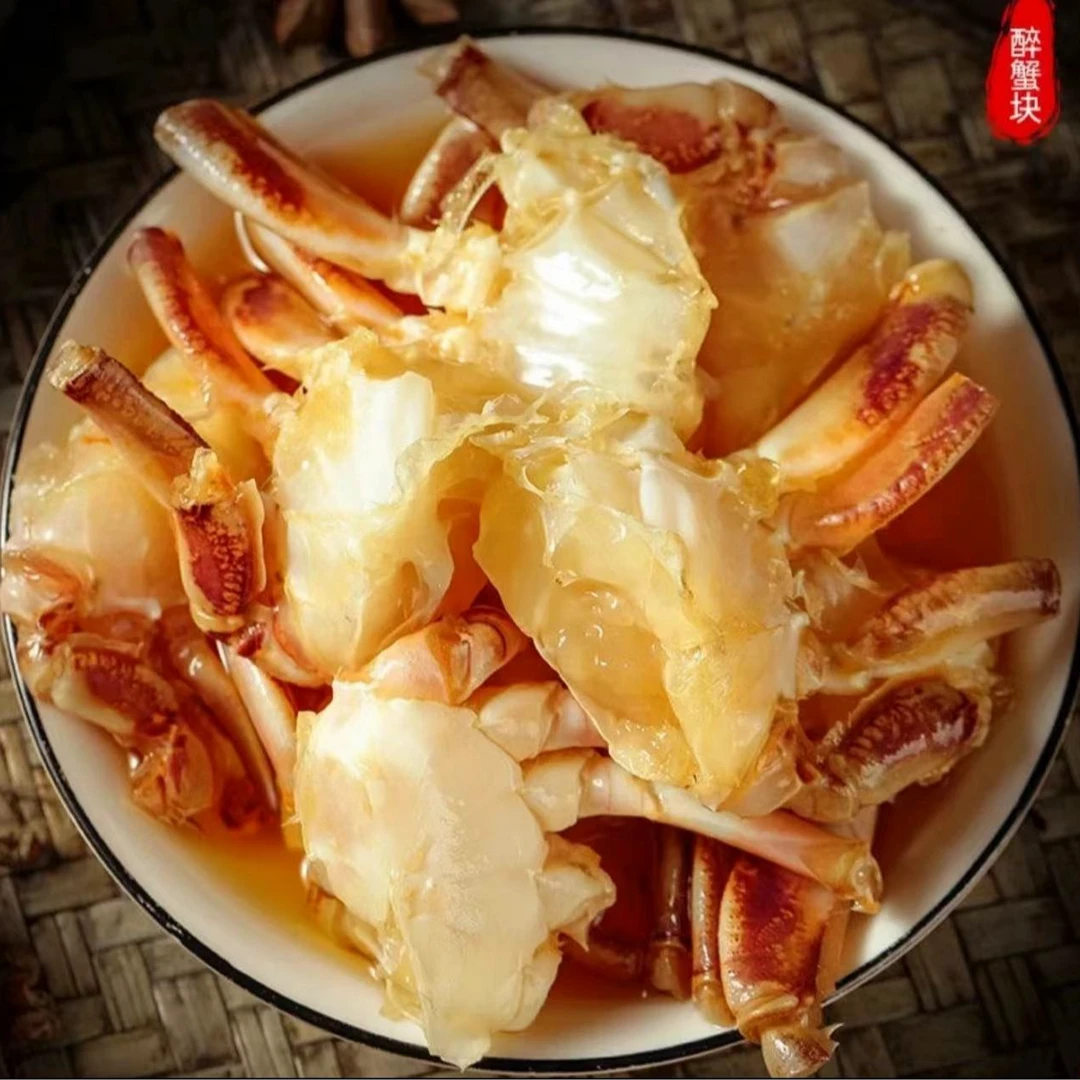 （1）新鲜生呛香辣蟹块肉质饱满750g/桶*2桶 含少许汤汁固体实物60%
