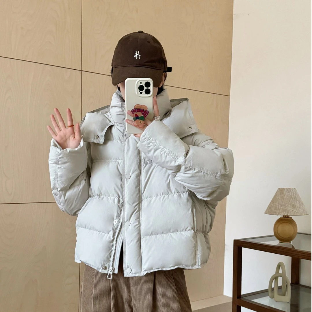 【陶老师专属】羽绒服女短款新国标90%白鸭绒加厚极简约轻奢面包服