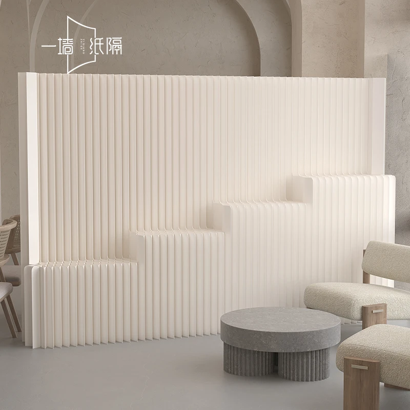 阶梯纸屏风隔断置物展示台办公室隔档客厅挡板直播商品陈列背景墙