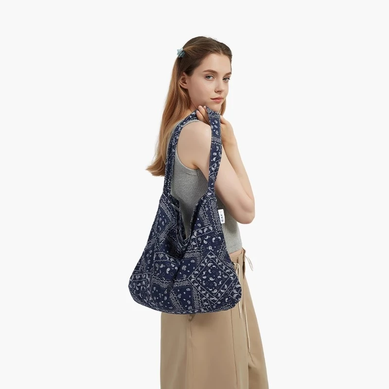 BIKKIE 藏青色小腰果 限定花色 便携文艺ins单肩布包肩包百搭