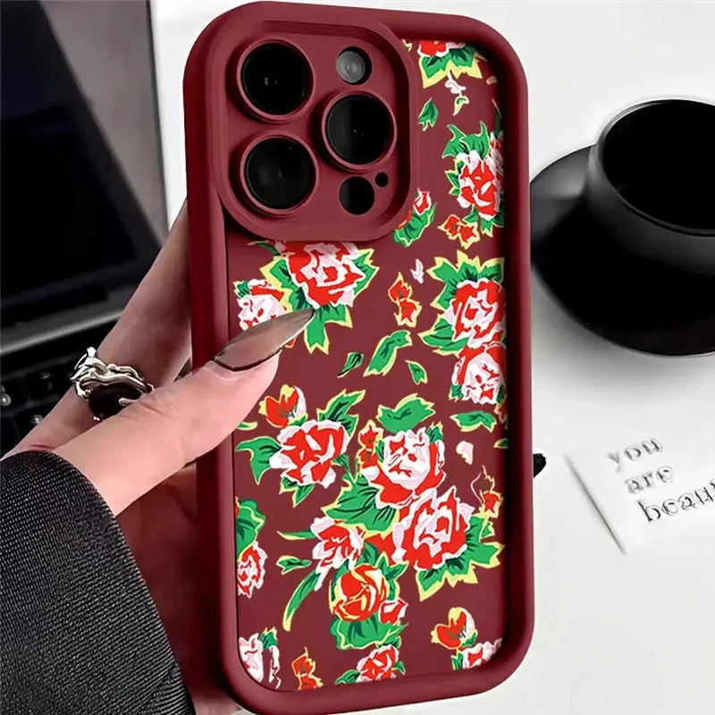 东北大红花iphone15PRO苹果手机壳14promax/13/12/11/XS/XR/78p/x
