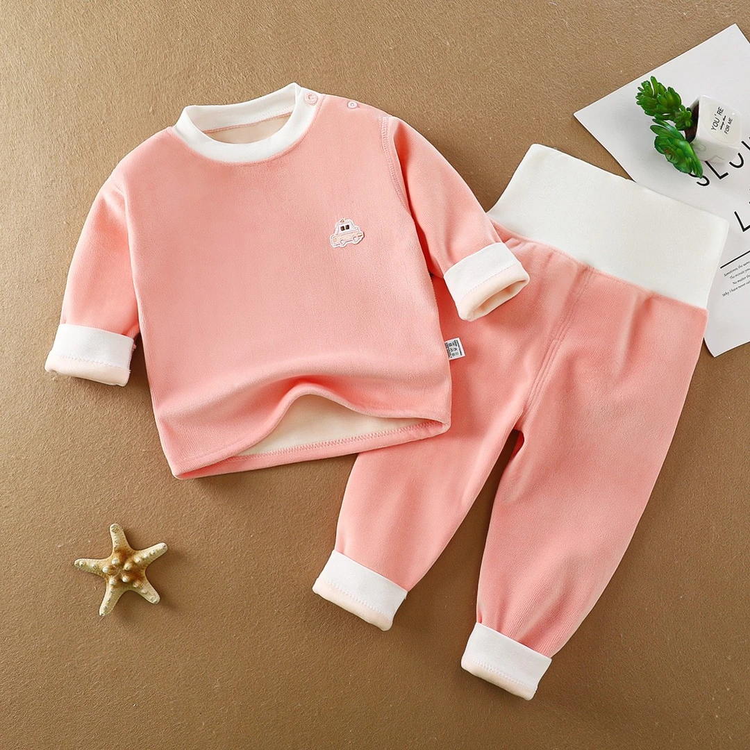 宝宝加绒套装儿童无骨高腰保暖婴儿内衣秋衣秋裤春秋男女睡衣秋冬