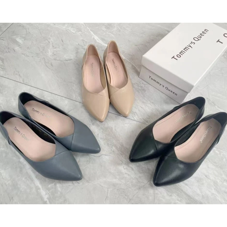 【小鱼儿】真皮女鞋软底软面舒服通勤工作鞋2023新款低跟粗跟女单鞋