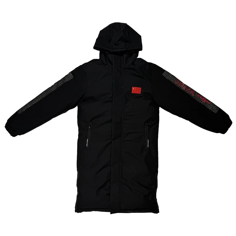 3318男女长款过膝体育大衣冬训正反两穿棉服体育生冬季训练服定制