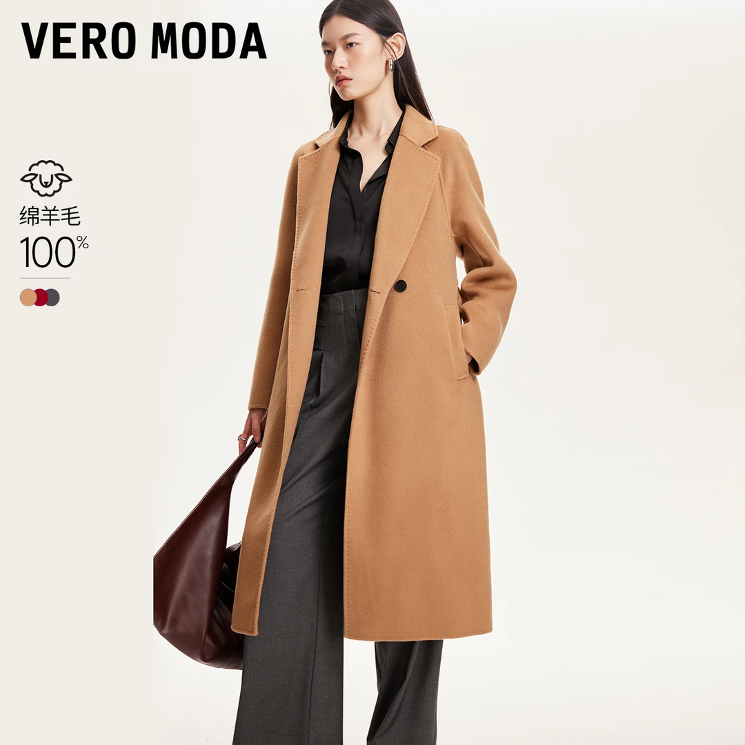 【丽公主专属】Vero Moda毛呢大衣纯绵羊毛气质通勤双面呢324327026