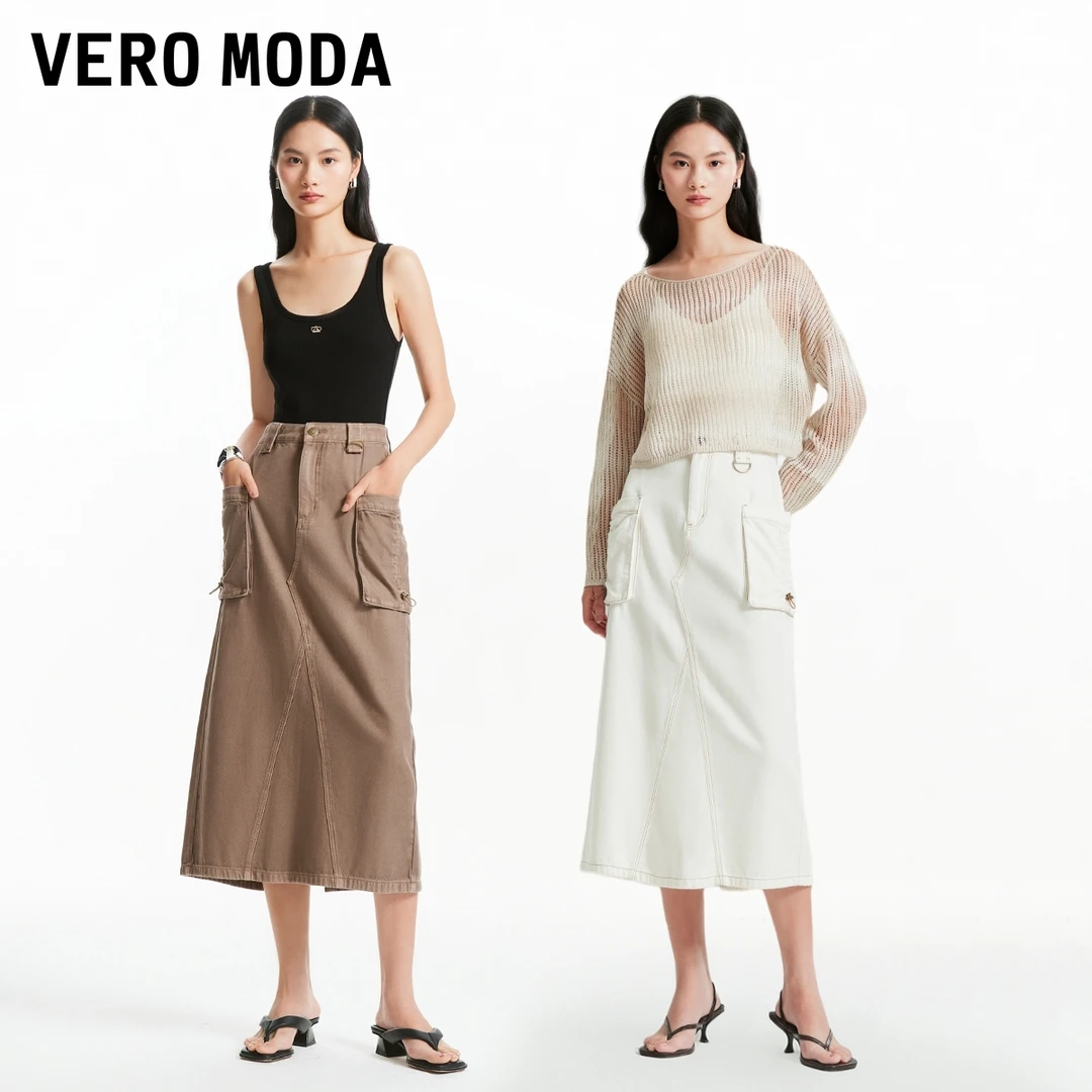【达人专属】Vero Moda半裙舒适多口袋牛仔裙女324237013