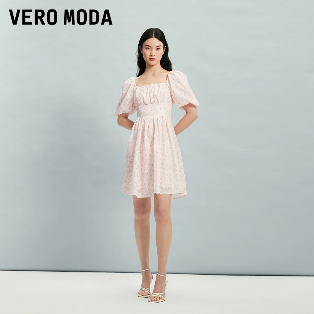 【粉丝专享】Vero Moda连衣裙方领碎花泡泡袖气质显瘦32426Z005