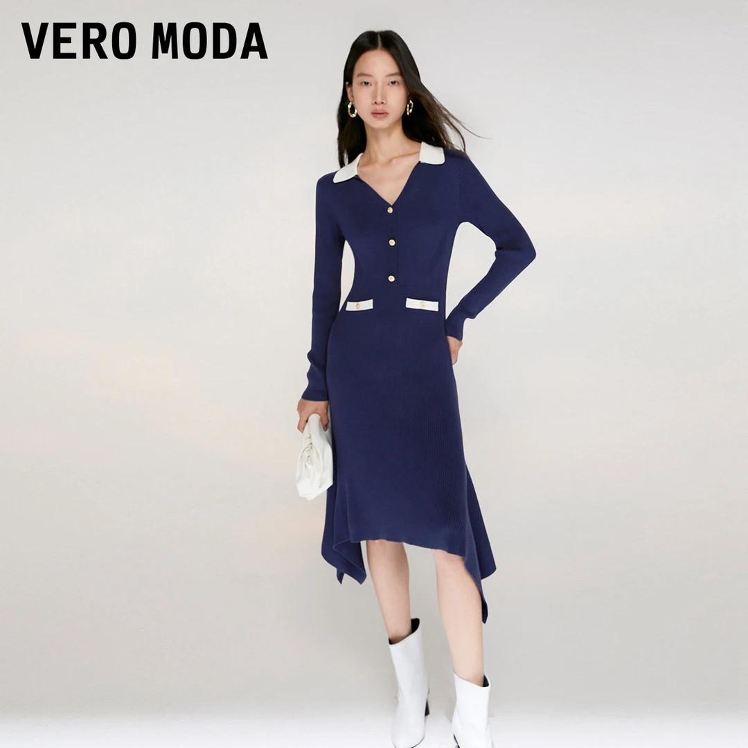 1037【金拐子专属】Vero Moda连衣裙新品不规则针织长裙323346024
