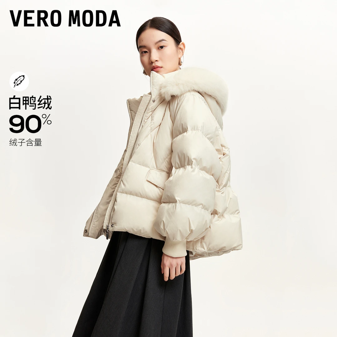 【粉丝专属】Vero Moda羽绒服女 90白鸭绒连帽狐狸毛领324323003