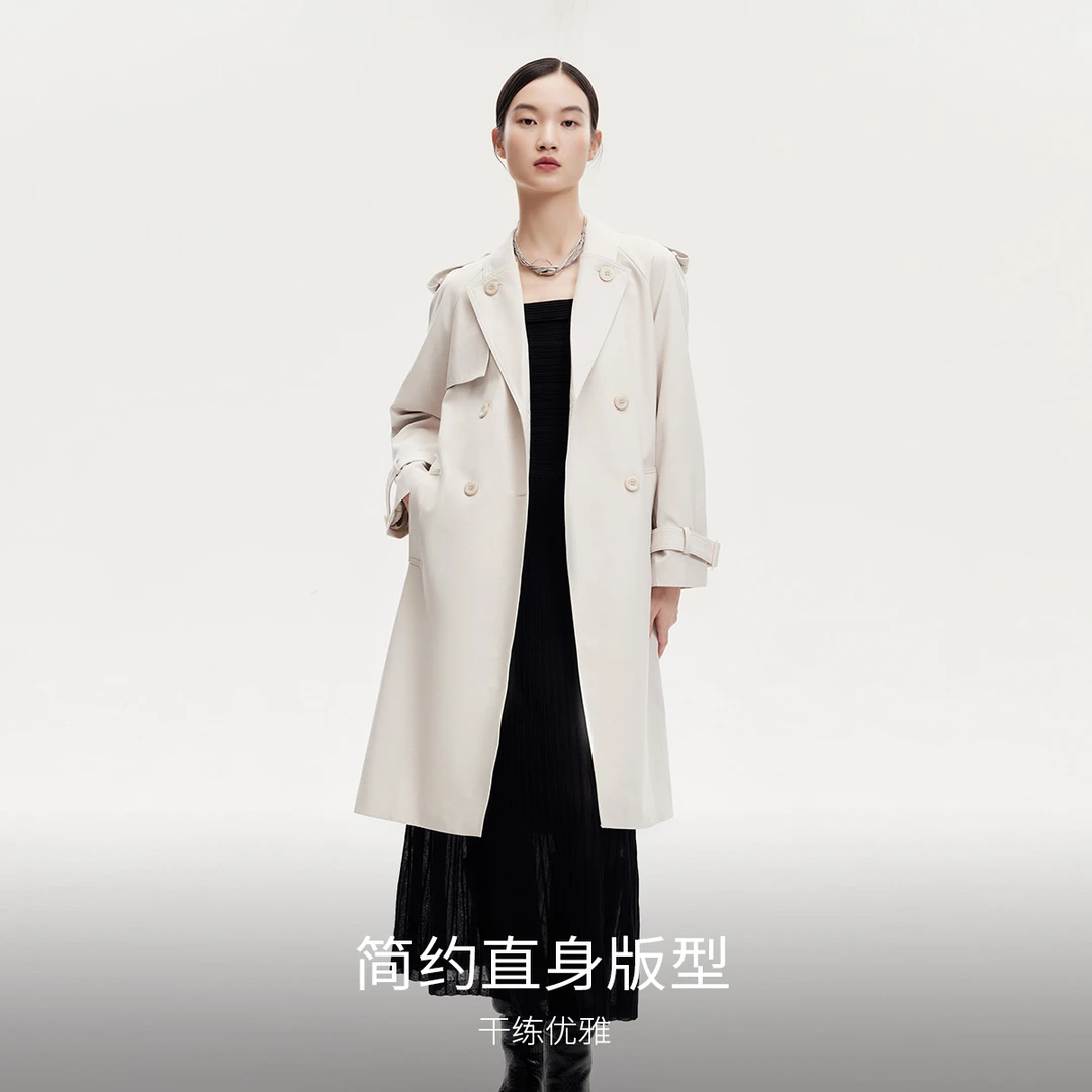 【达人专属】Vero Moda风衣双排扣翻领系带插肩袖风衣324321005