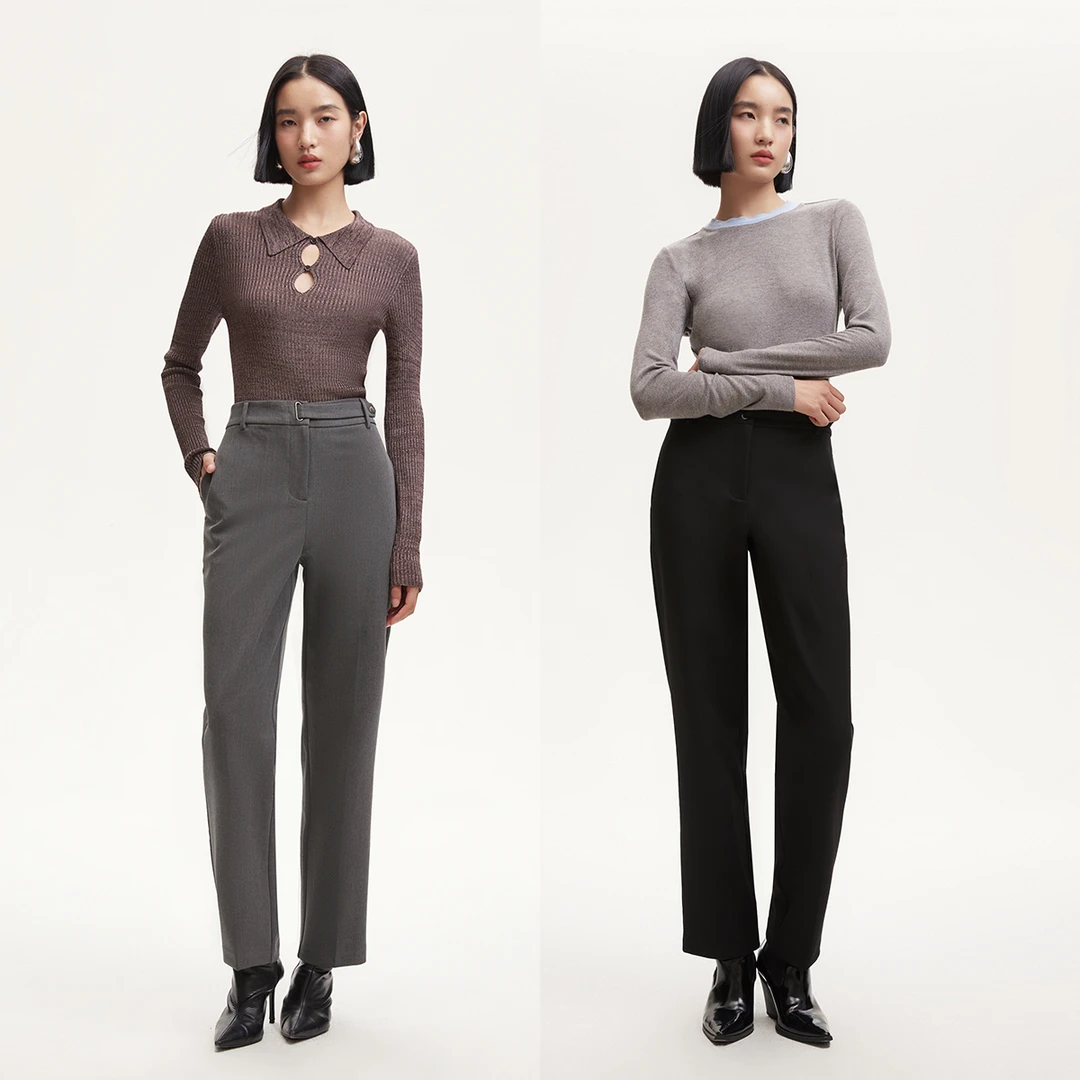 【丽公主专属】【VEROMODA】休闲裤中腰直筒裤时尚气质324350003