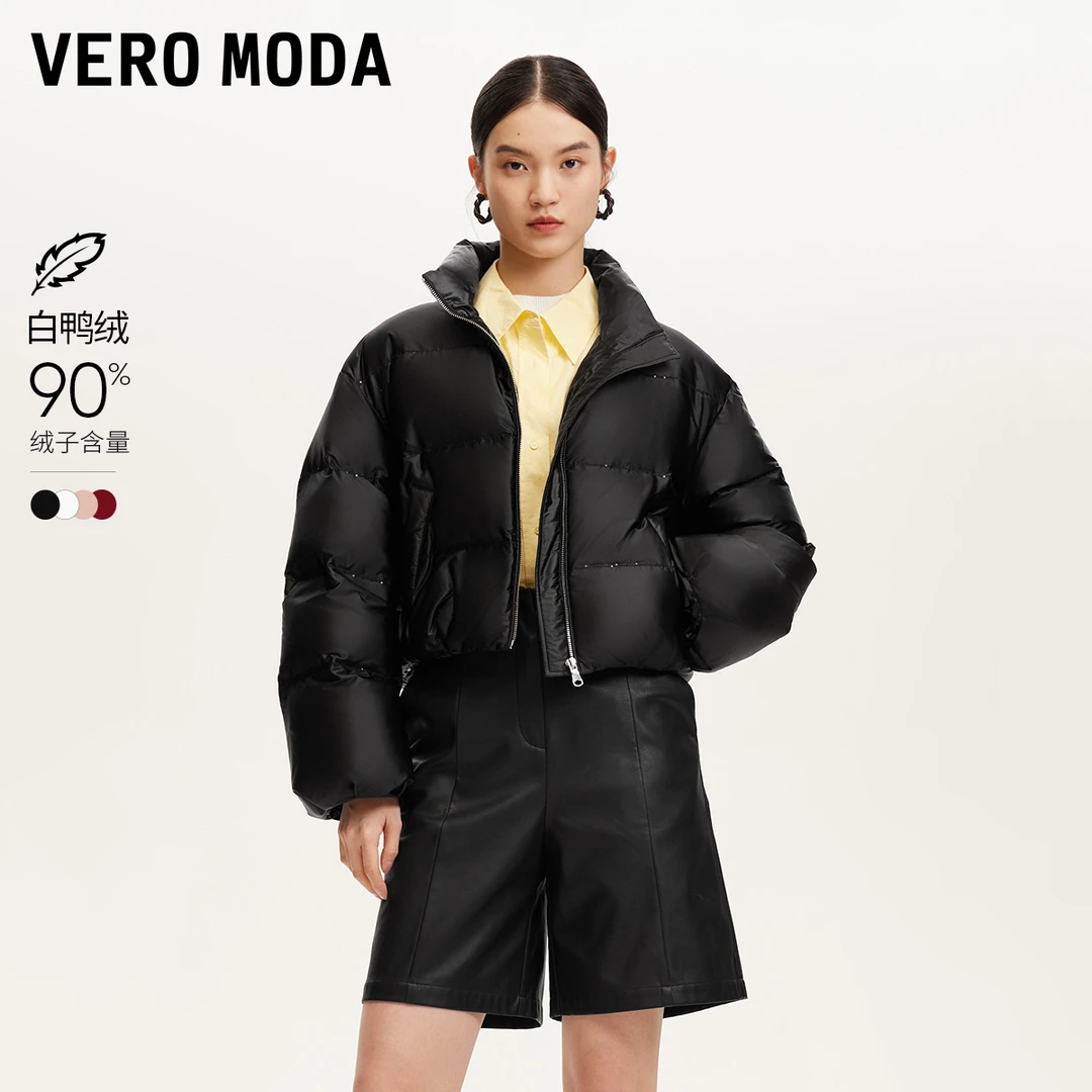Vero Moda羽绒服女优雅亮片绗缝防风袖口90白鸭绒高级感324423006