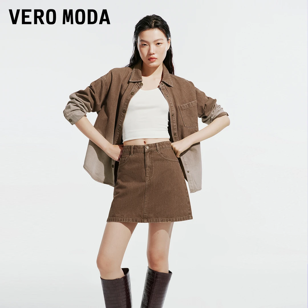 1279【金拐子专属】Vero Moda雅丹风短裙废土风字洗水牛仔324337005