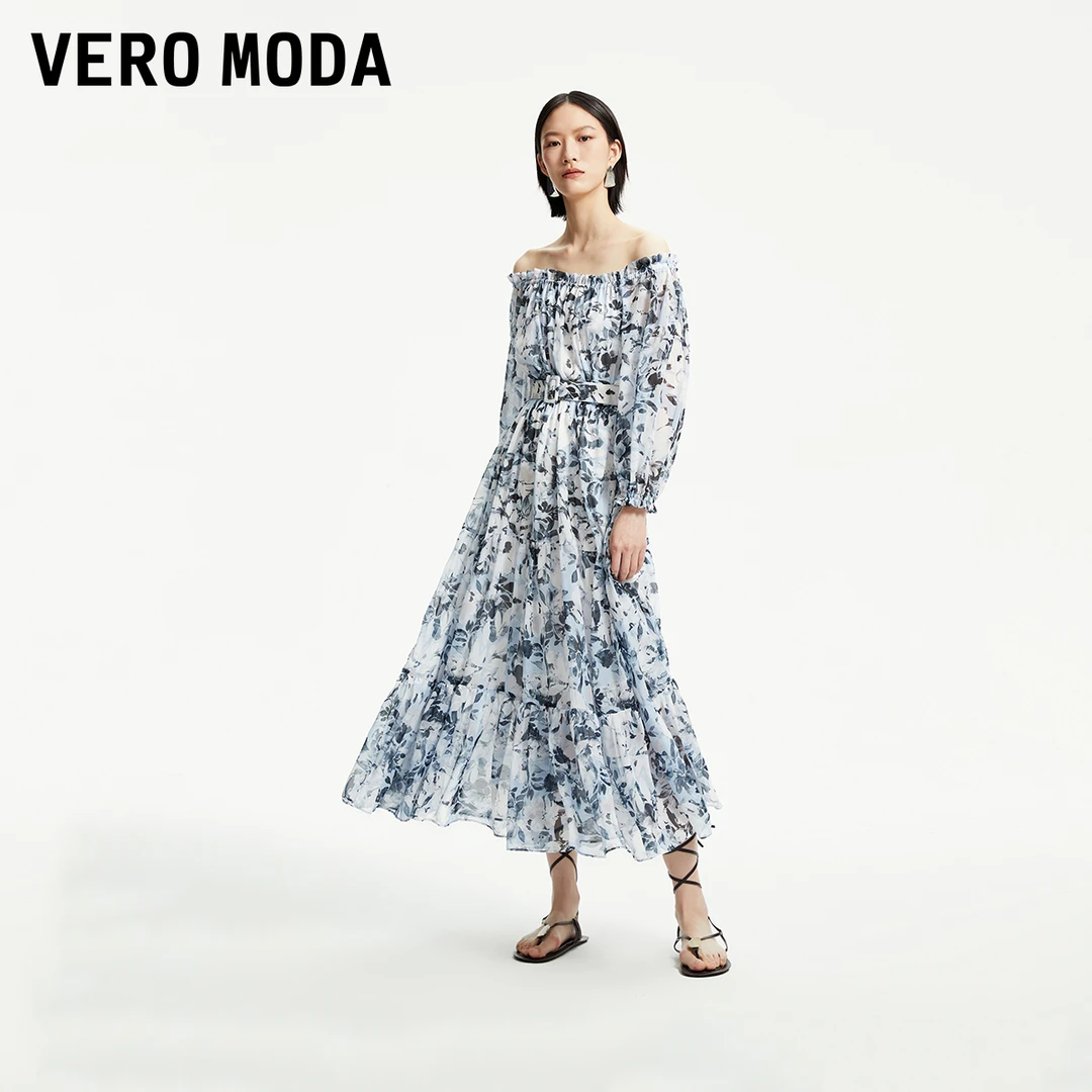 【艾钱钱专属】Vero Moda2连衣裙女浪漫气质收腰一字肩32427C003