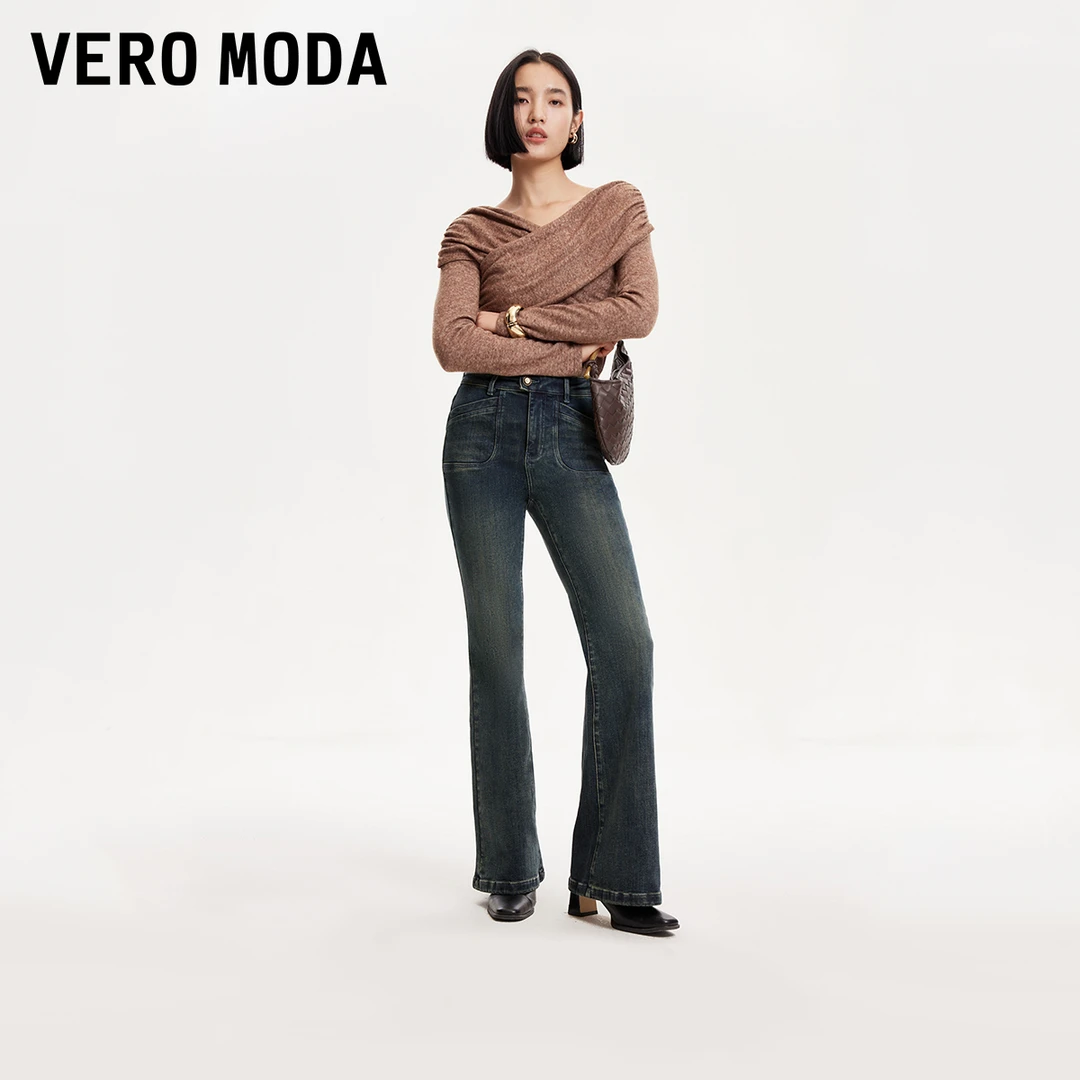 Vero Moda牛仔裤女新款复古做旧口袋设计流光风百搭洋气324432029