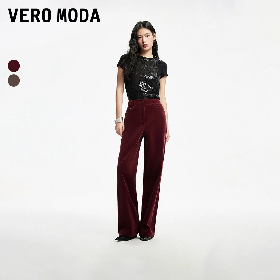 【陈大可专属】Vero Moda雅丹风裤灯芯绒直筒裤复古法式3243PL008