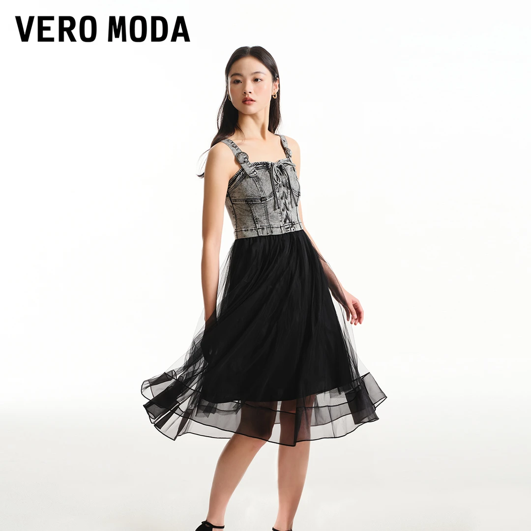 【达人专属】Vero Moda连衣裙吊带牛仔网纱A街头个性324142015