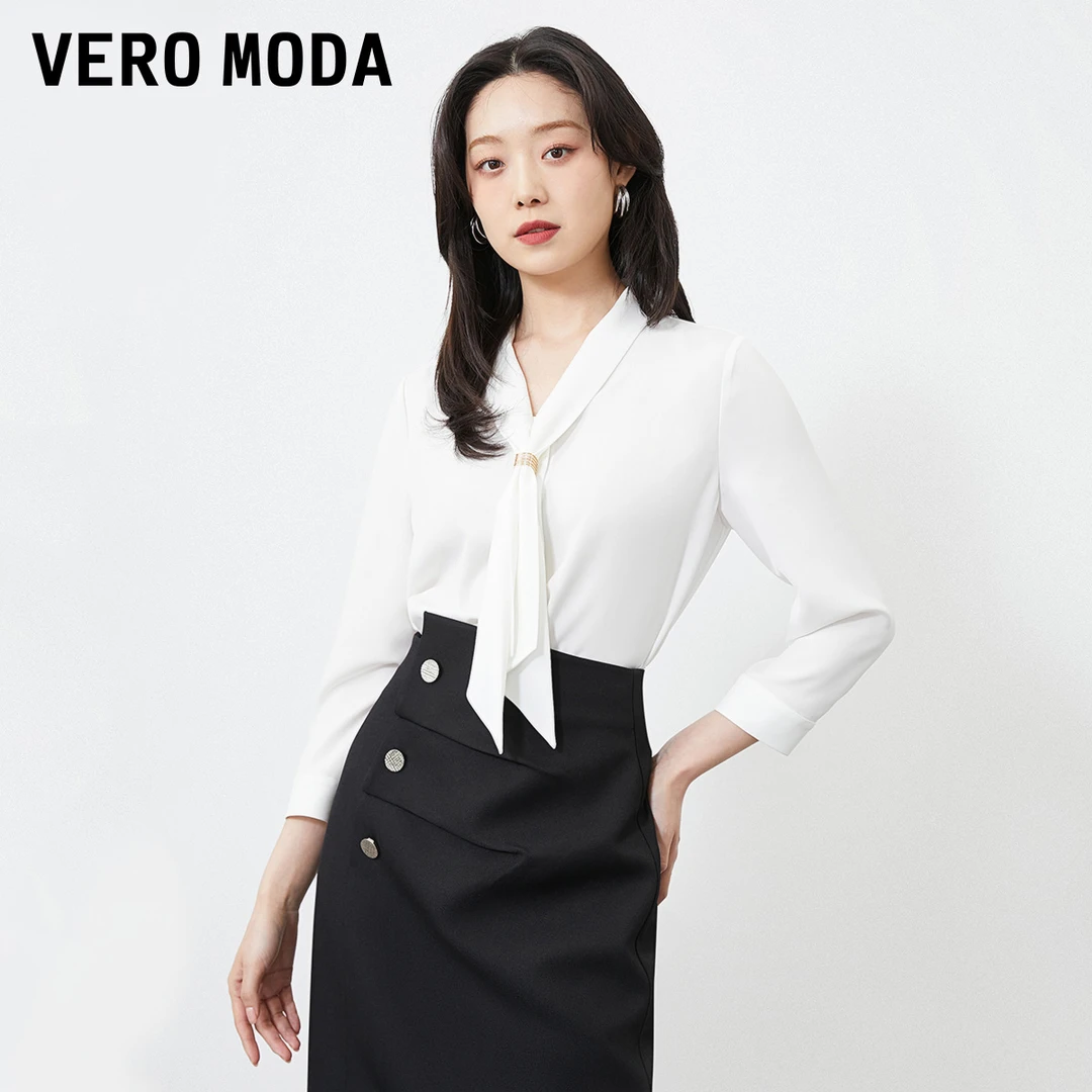 Vero Moda2024新款衬衫女简约优雅通勤七分袖时尚气质323331044