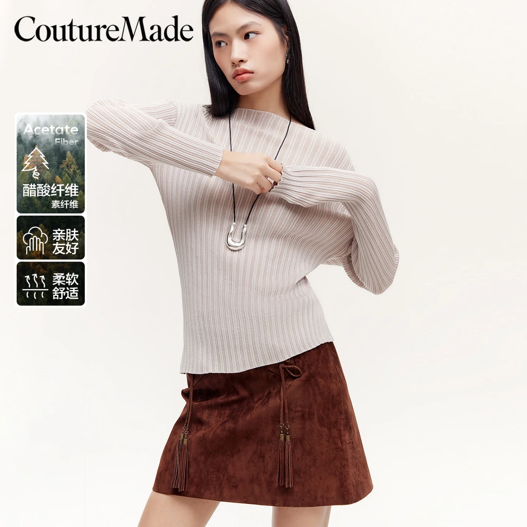 【羊羊专属】Couture Made新款针织衫一字领不规则324324021