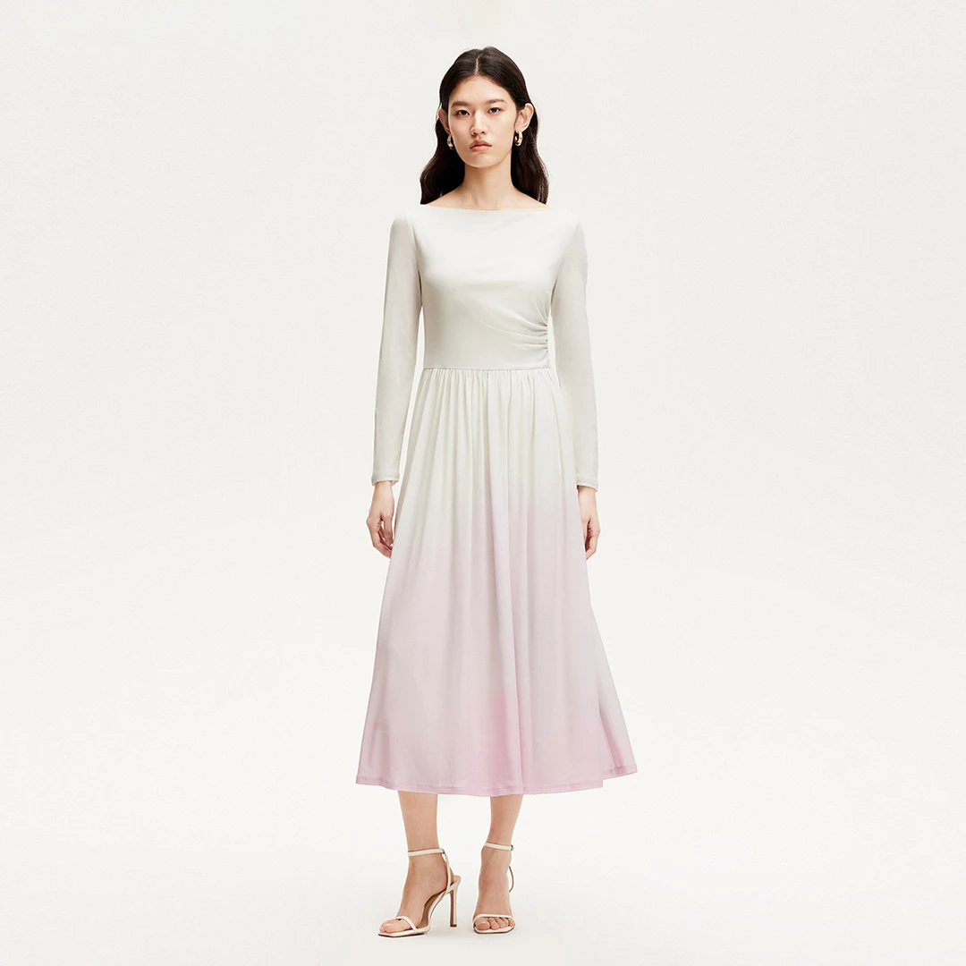 Vero Moda连衣裙【国色·万里烟霞】一字领收腰压氧气裙325161012