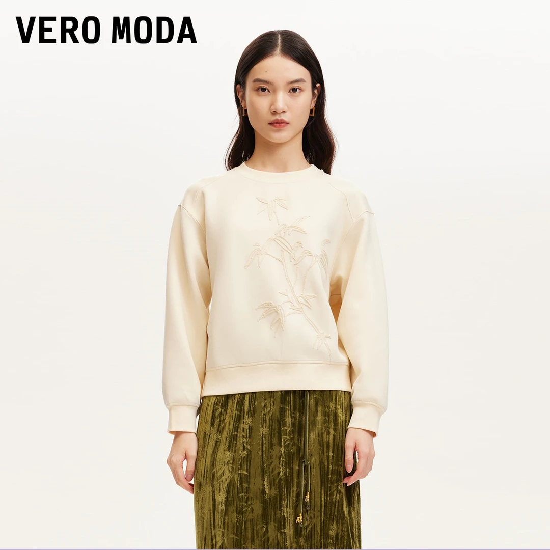 【平子专属】【VEROMODA】新中式竹子圆领纯色卫衣休闲324333008