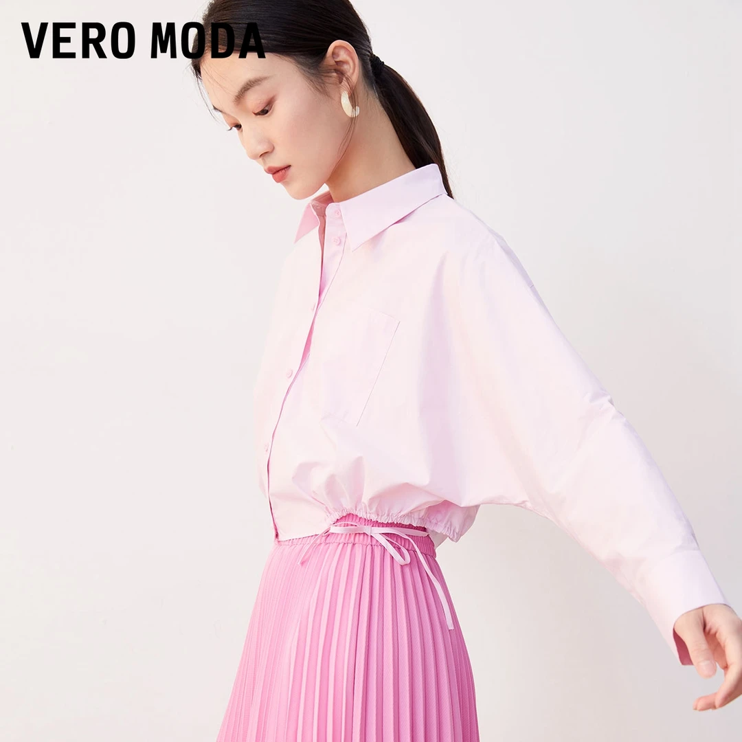Vero Moda2024新款设计感衬衫长袖多色摆系带蝙蝠袖衬衣323305034