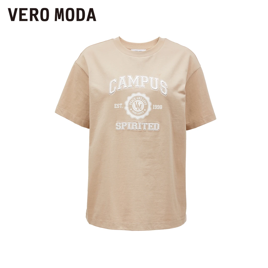 【平子专属】Vero ModaT恤舒适学院复古纯棉短袖上衣女|324101021