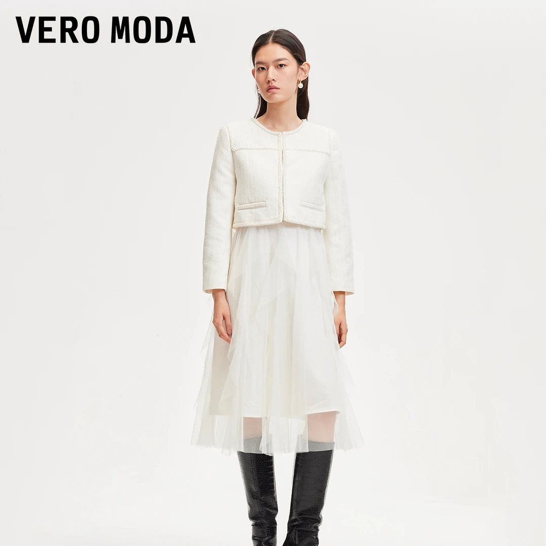 Vero Moda连衣裙女真两件网纱吊带裙小香风外套流光风32437C019
