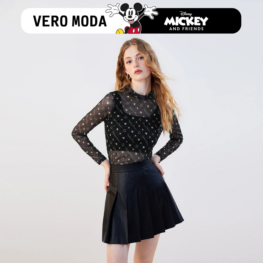 Vero ModaT恤上衣女士春季迪士尼米奇联名打底衫透视323302023