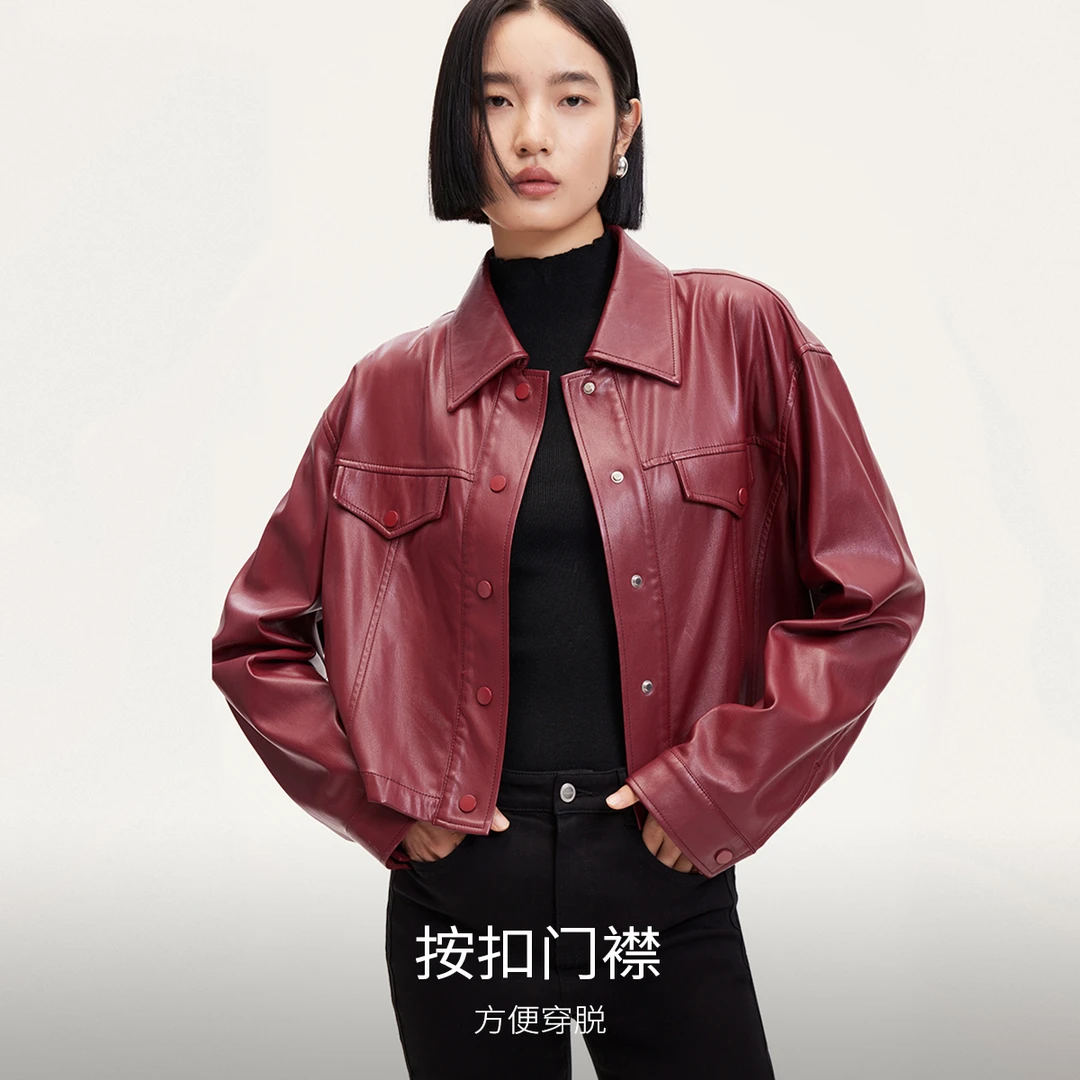 1283【金拐子专属】Vero Moda短外套质感百搭PU仿皮外套324348003