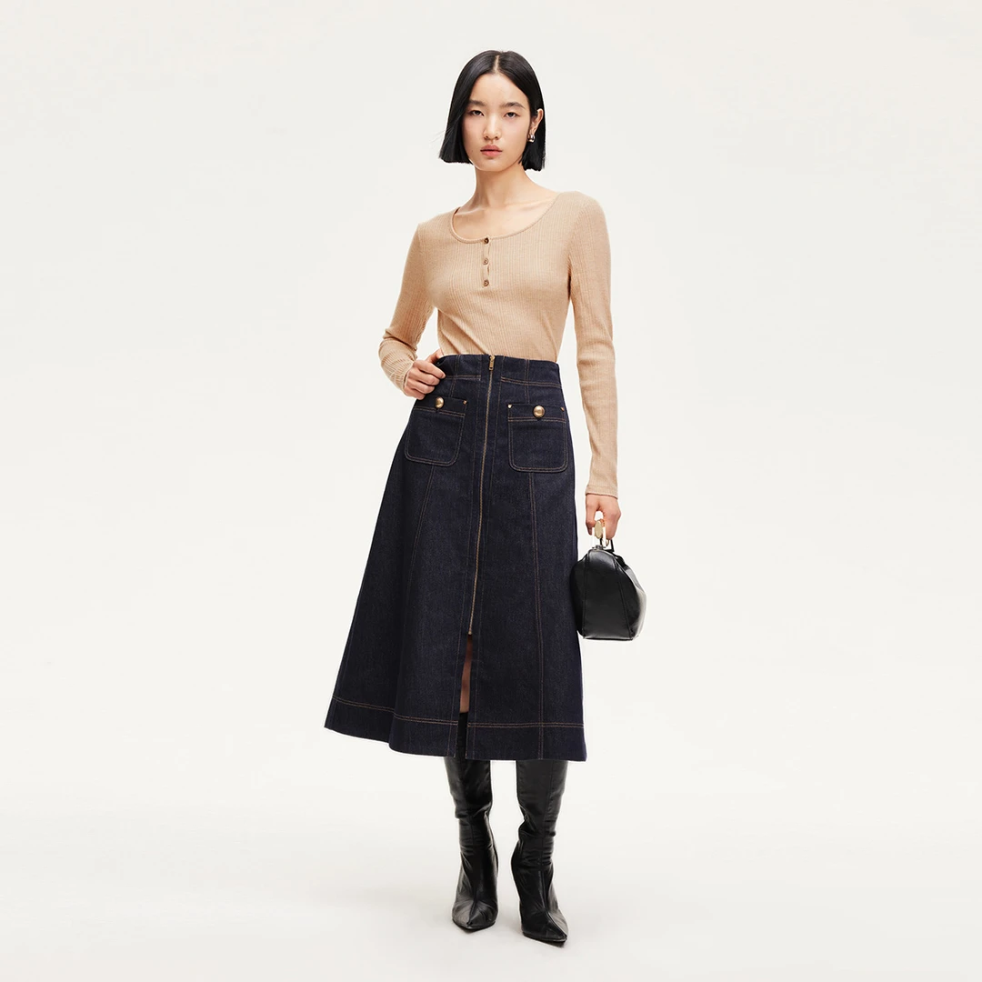 【陈大可专属】Vero Moda弹性针织圆领竖坑条打底衫324302043