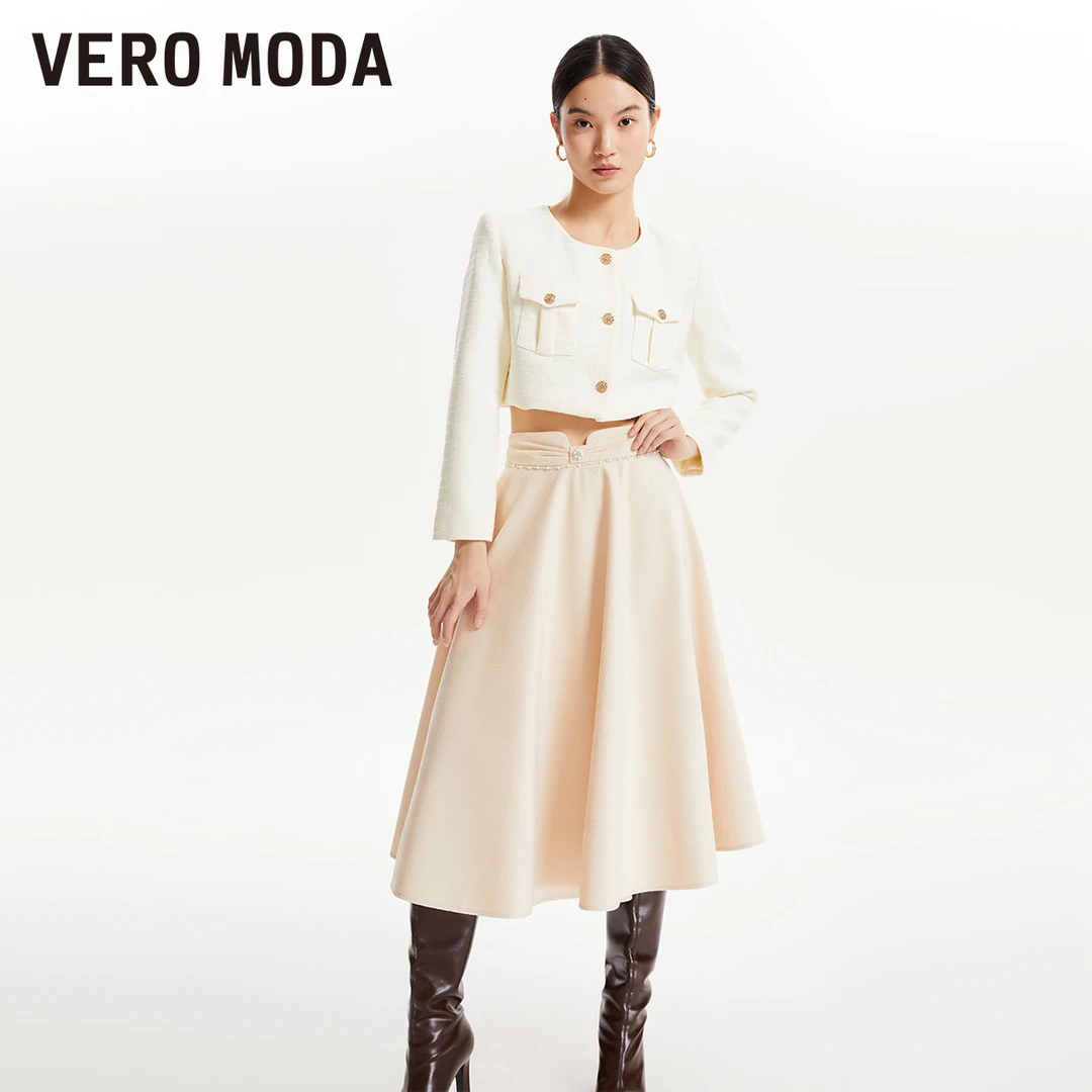 Vero Moda雅丹风半身裙显瘦高腰A摆设计浪漫气质秋冬323416013