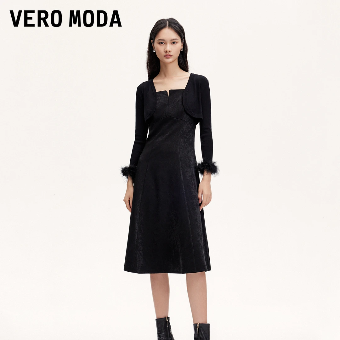 【达人专属】Vero Moda连衣裙女两件套收腰吊带小黑裙32437D006