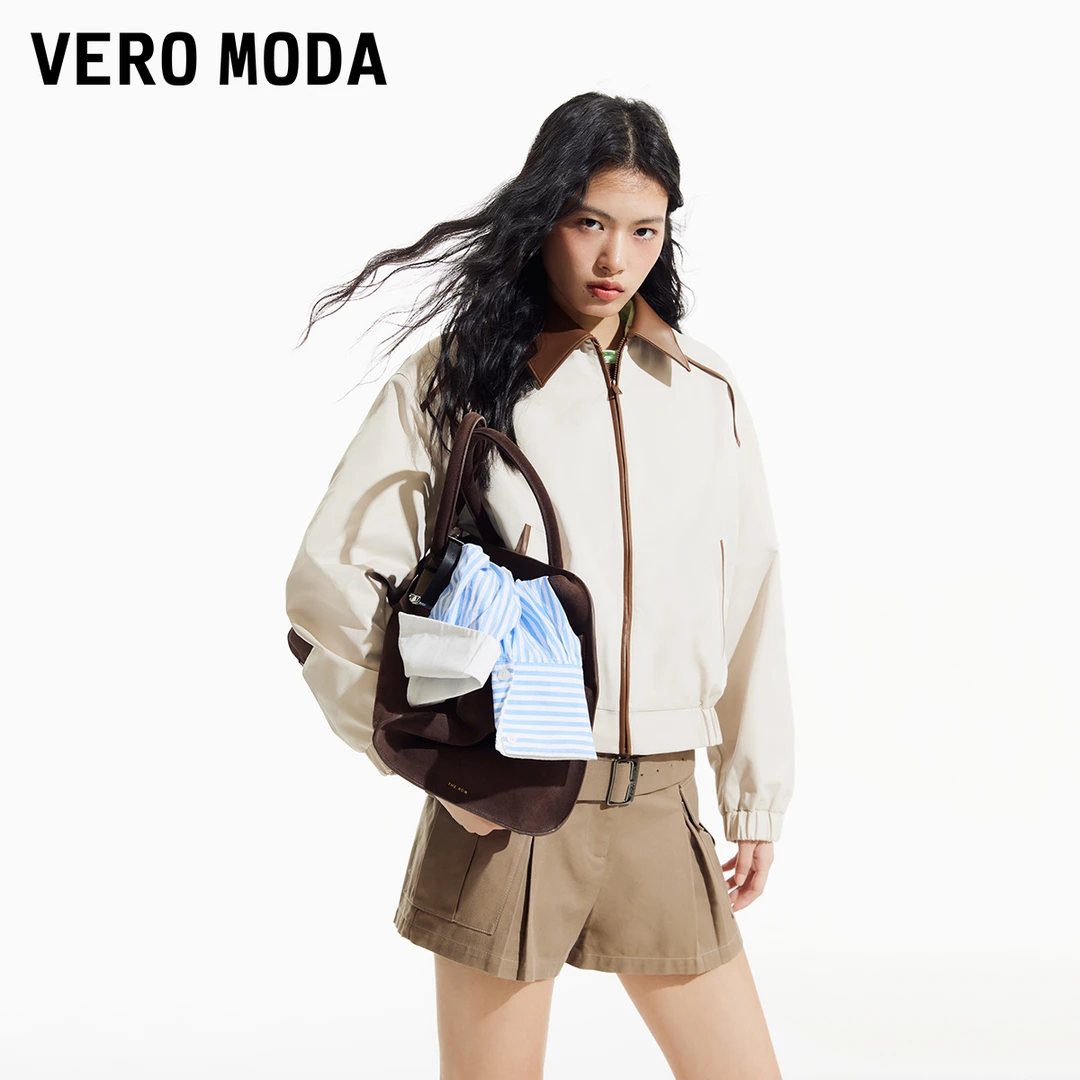【VEROMODA】雅丹风外套女PU松紧下摆324317002