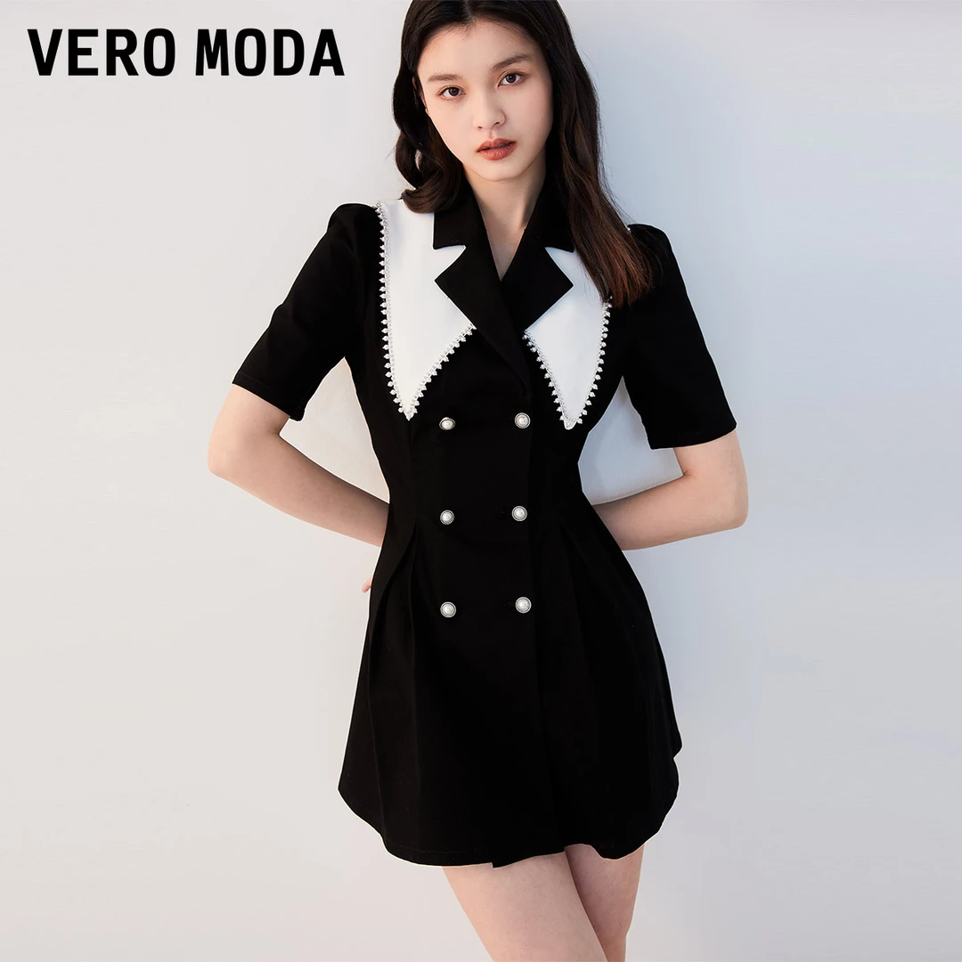 【平子专属】Vero Moda高能感连衣裙泡泡袖双排扣323342037