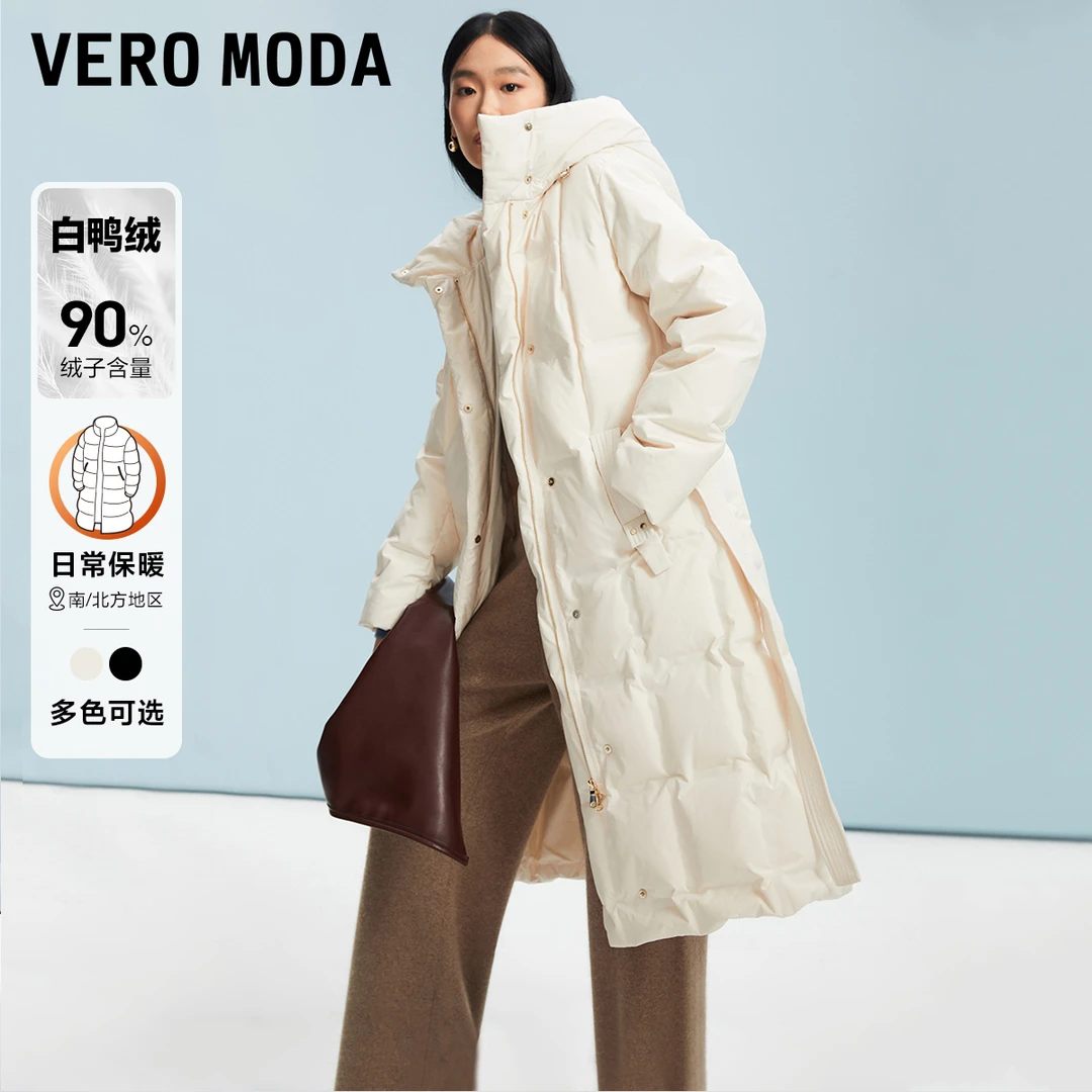 Vero Moda羽绒服早春优雅气质90%白鸭绒长款连帽外套女323412029