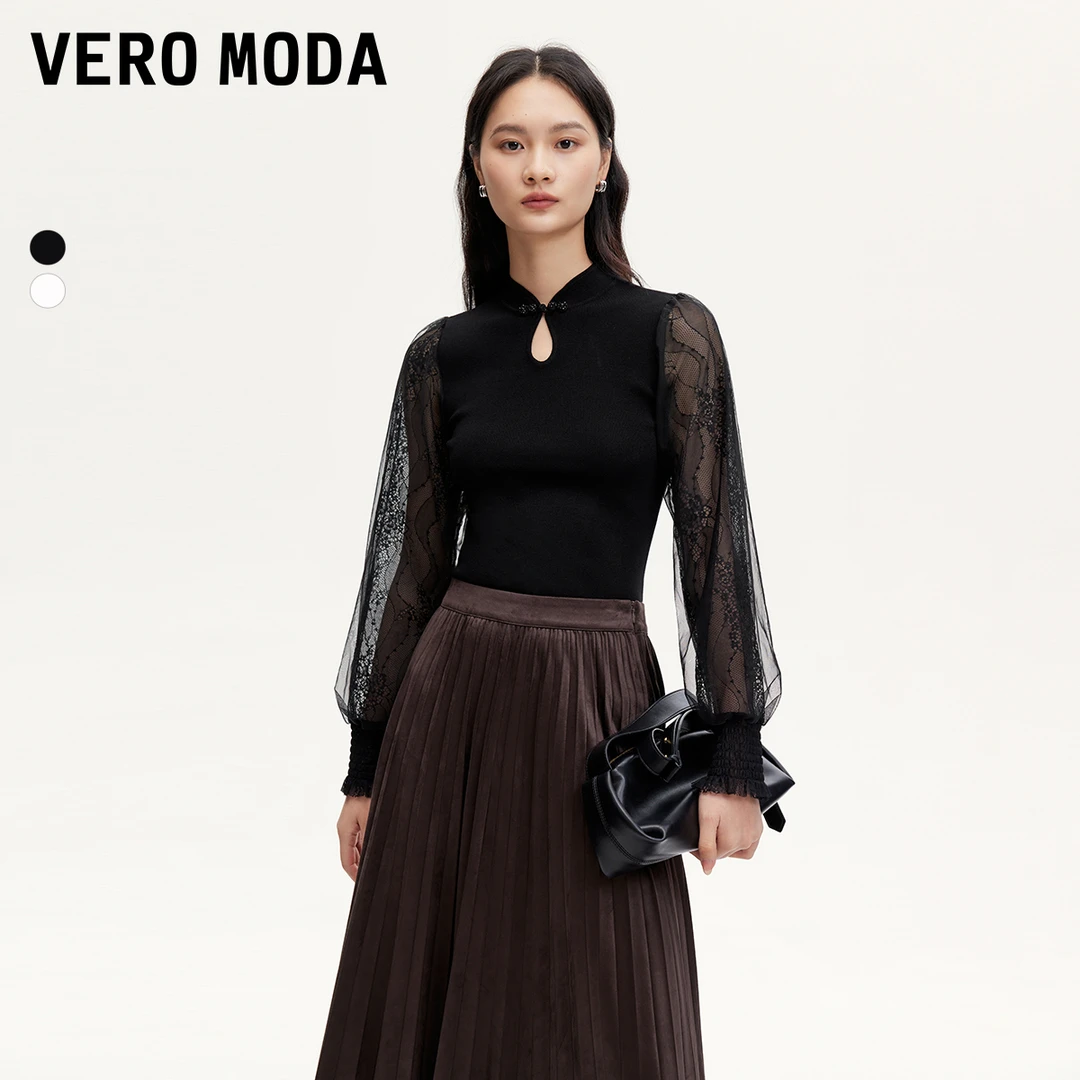 Vero Moda针织衫气质【梦华录】镂空盘扣新中式流光风324324068