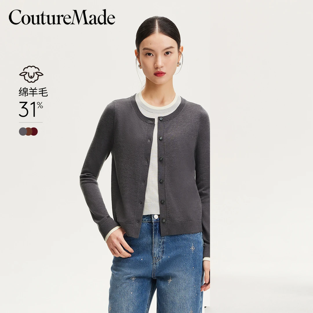【达人专属】Couture Made针织衫假两件撞色套头针织衫325124027