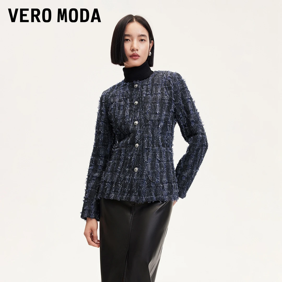 【达人专属】Vero Moda短外套薄垫肩撞色外套气质时尚324408006