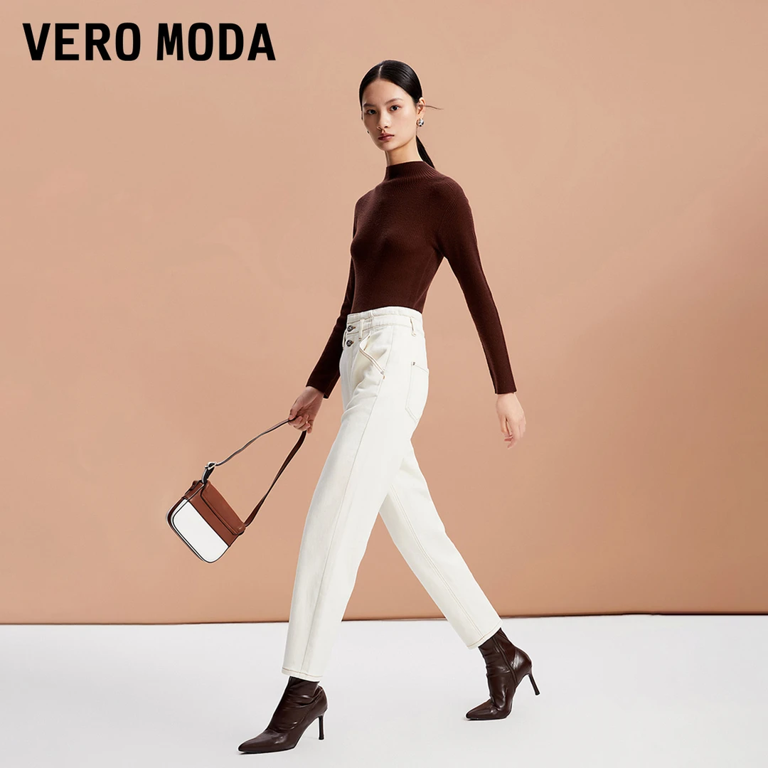 Vero Moda2024新款牛仔裤休闲高腰显瘦萝卜裤修身宽松324149029