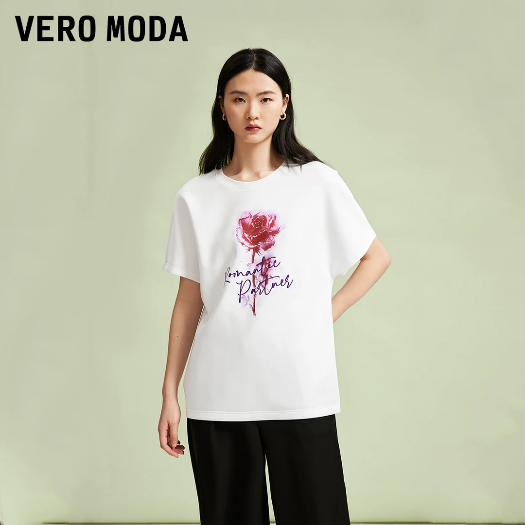1178【金拐子专属】Vero ModaT恤气质印花圆领上衣女士324201028