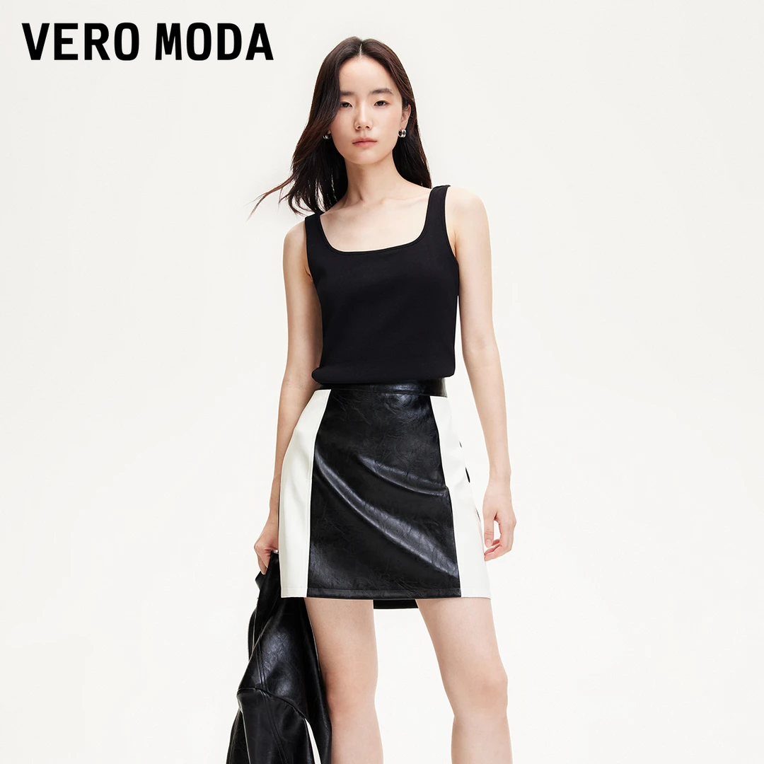【粉丝专属】Vero Moda半身裙设计感机车风拼接半身短裙32511G005