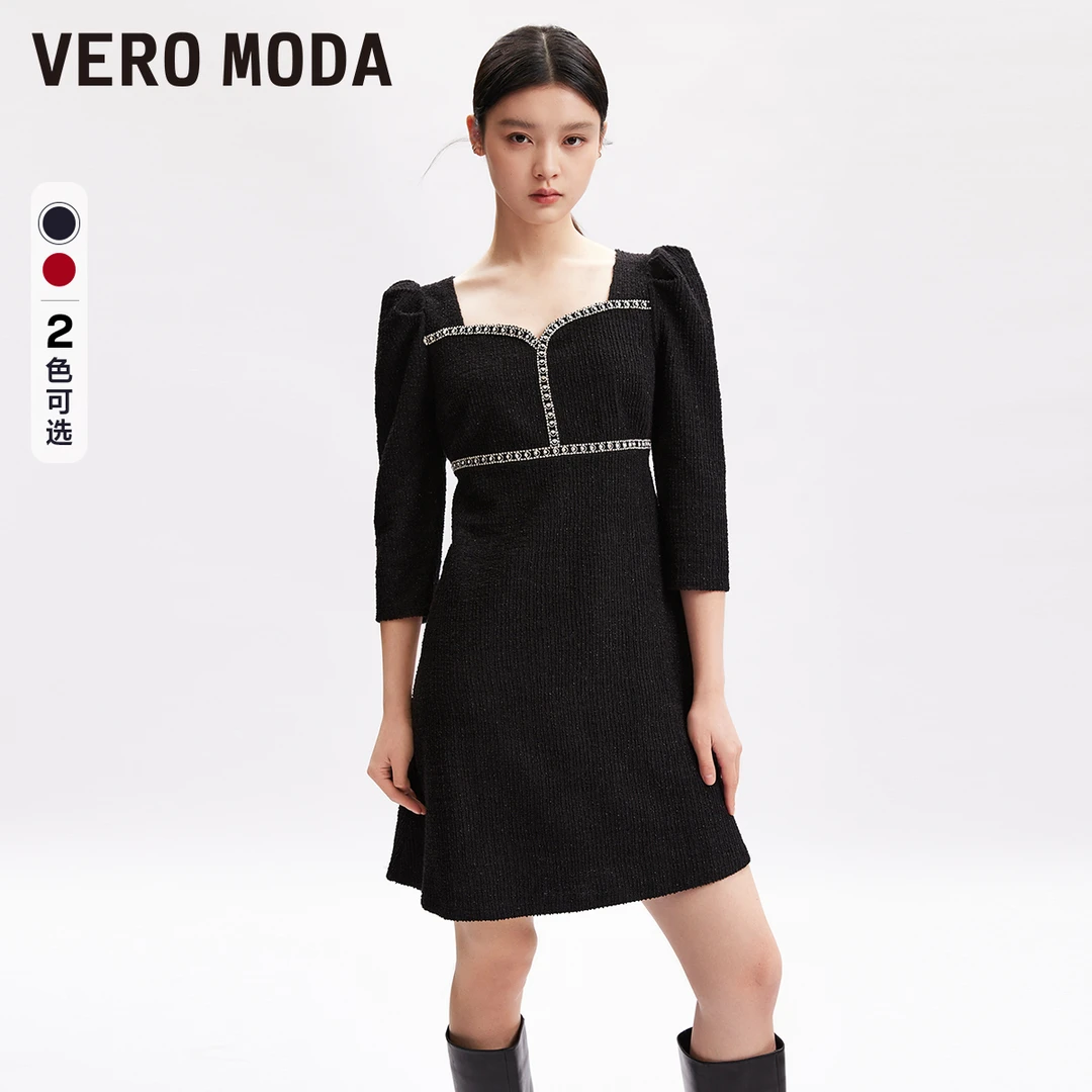 Vero Moda2024新款连衣裙优雅气质百搭显瘦甜美七分袖323361020