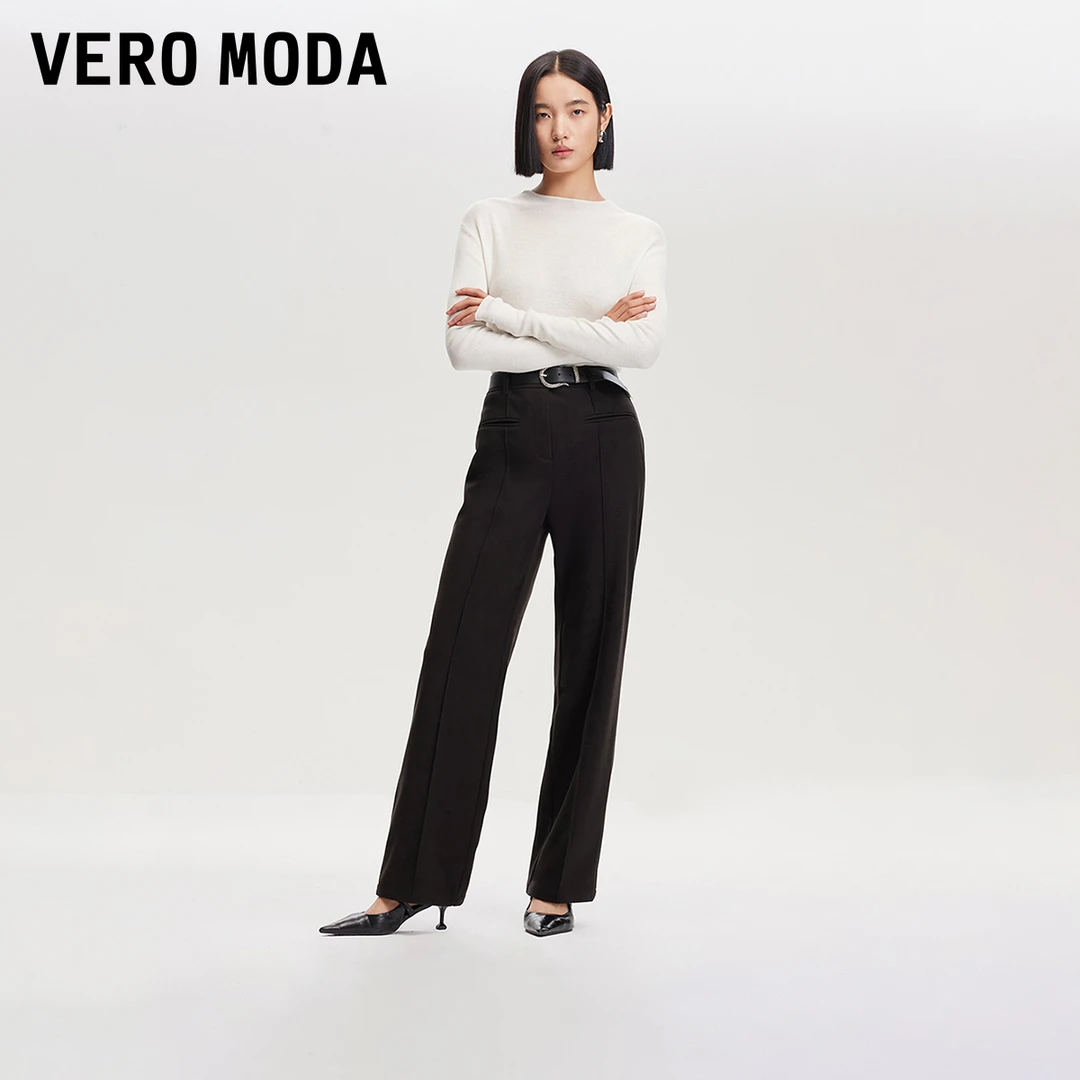 Vero Moda休闲裤女新款中腰直筒简约优雅通勤百搭高级感324426003