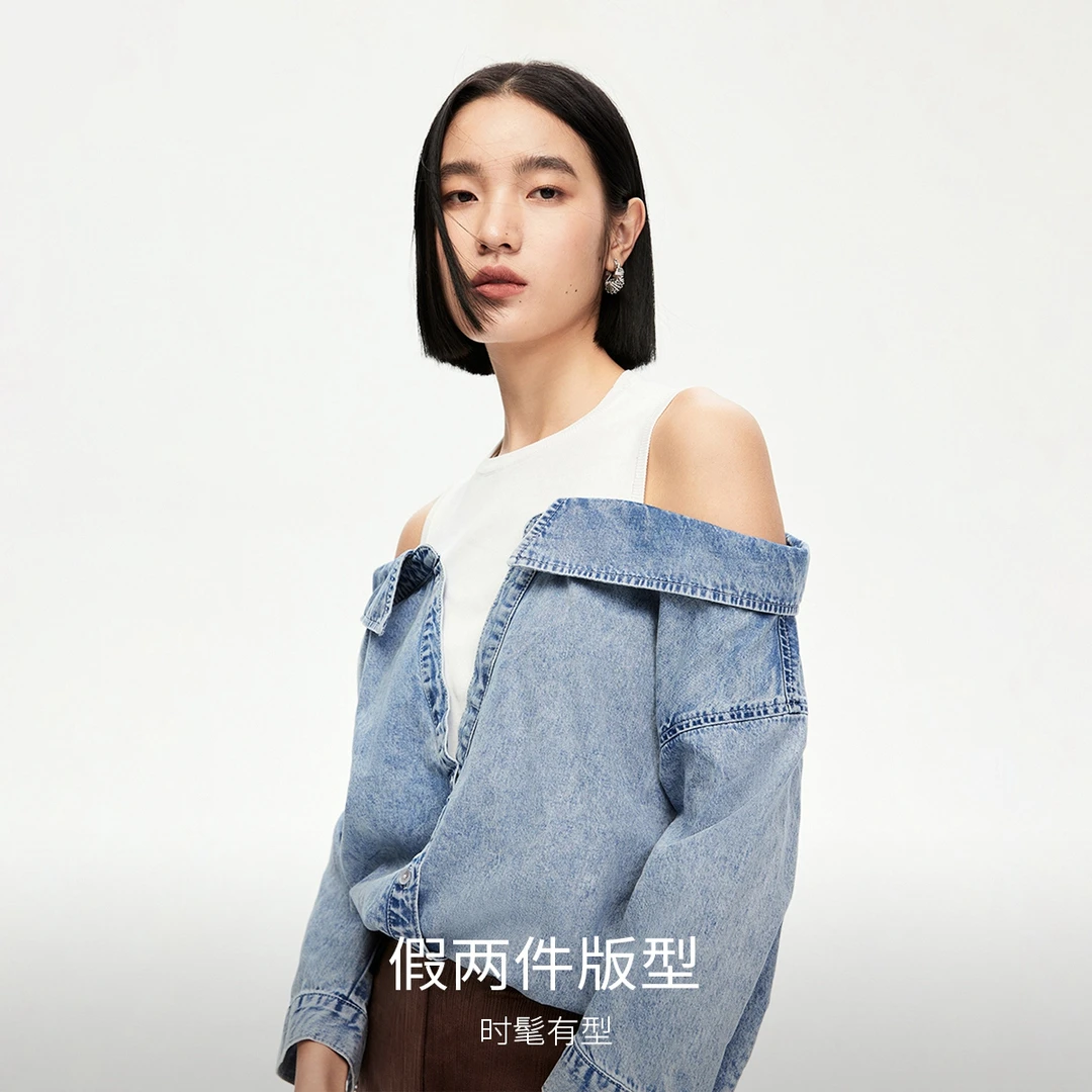 【达人专属】Vero Moda衬衫拼接假两件七分袖休闲上324353002