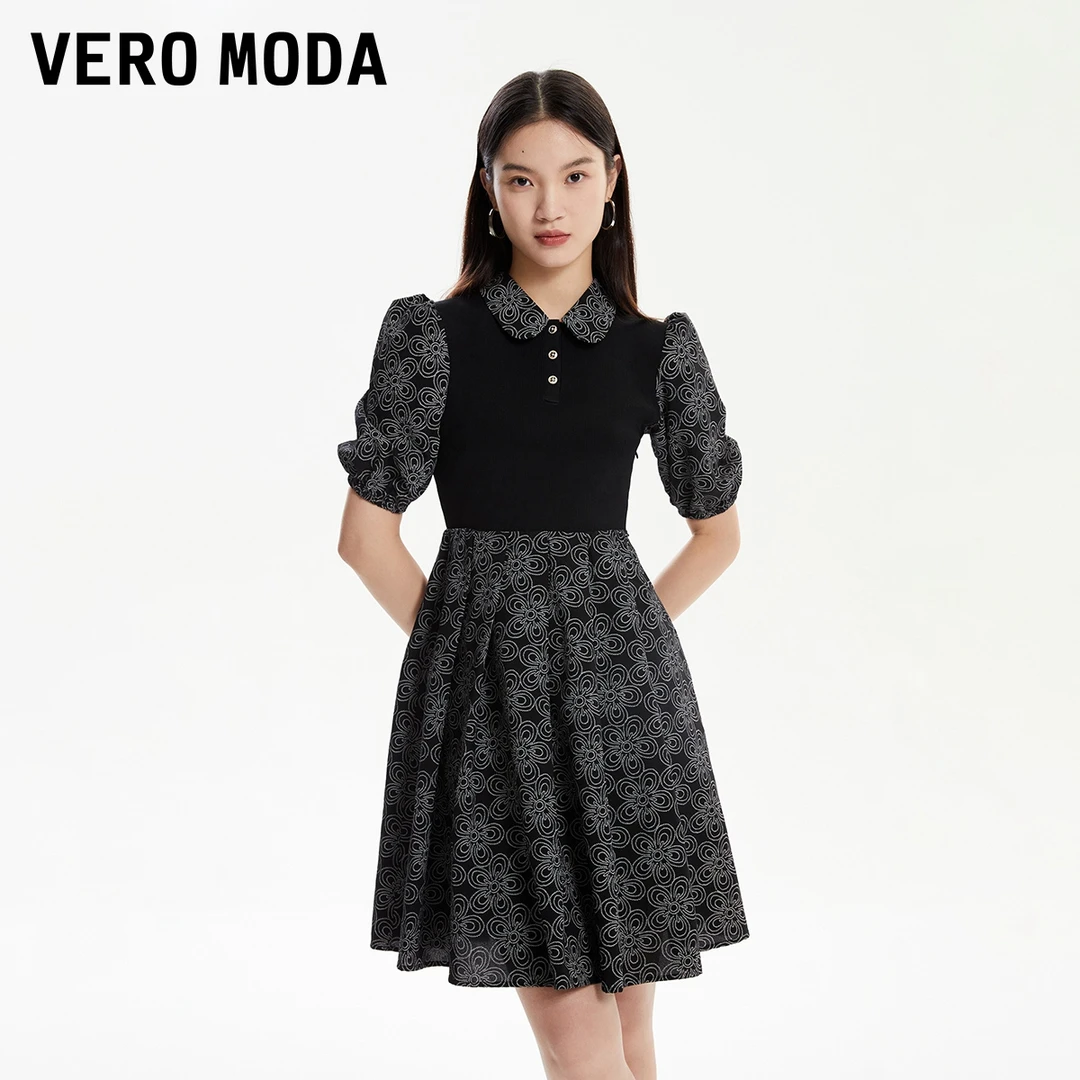 【许半夏推荐】Vero Moda连衣裙甜美高腰泡泡袖娃娃领气质32336Z020