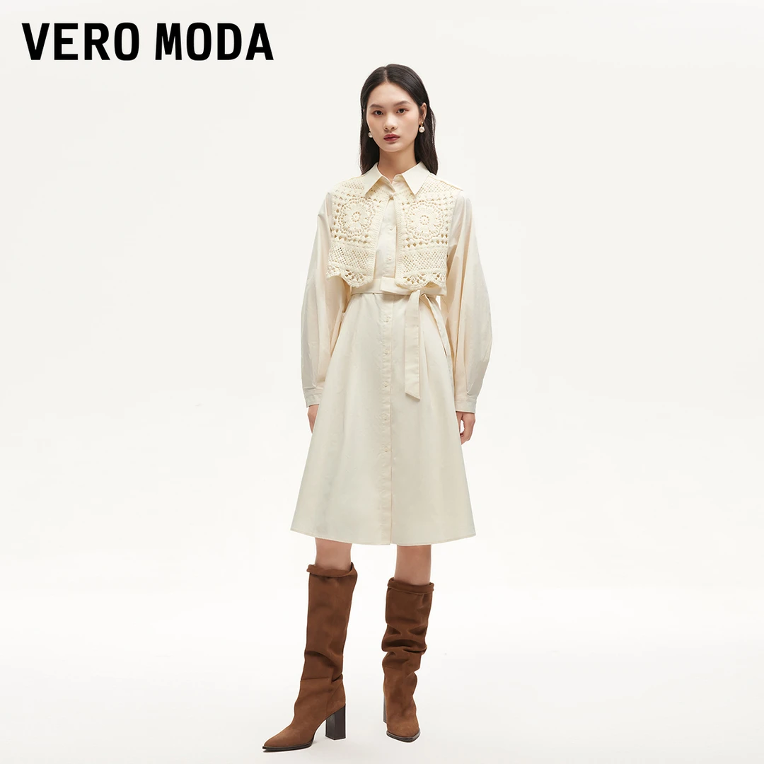 【达人专属】Vero Moda尤莱特连衣裙收腰A摆翻领显瘦3243SZ010