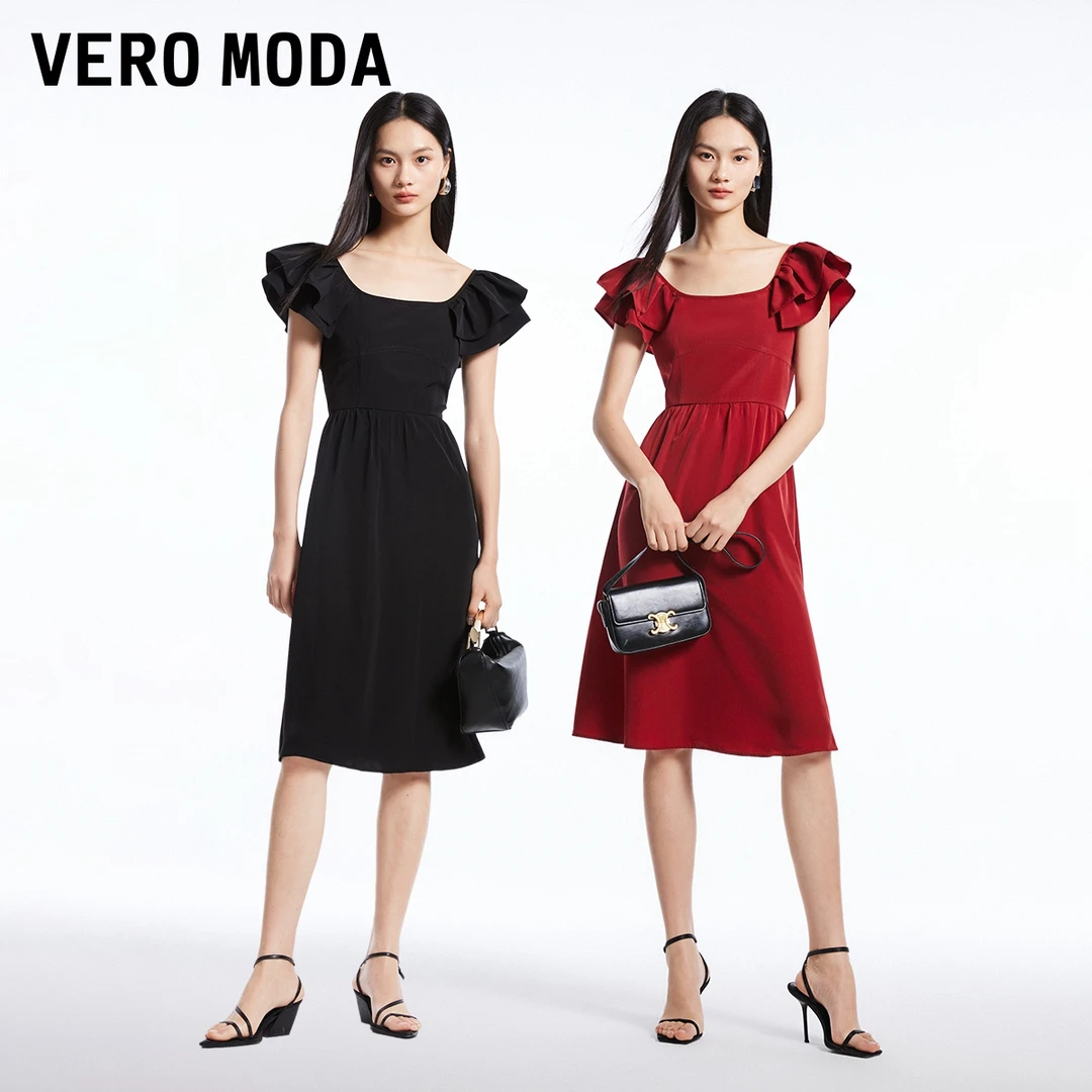 【芋总专属】Vero Moda雅丹风连衣裙夏摆裙子小黑裙小个子32427B009